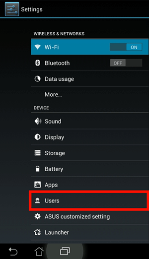 Android Settings, Users